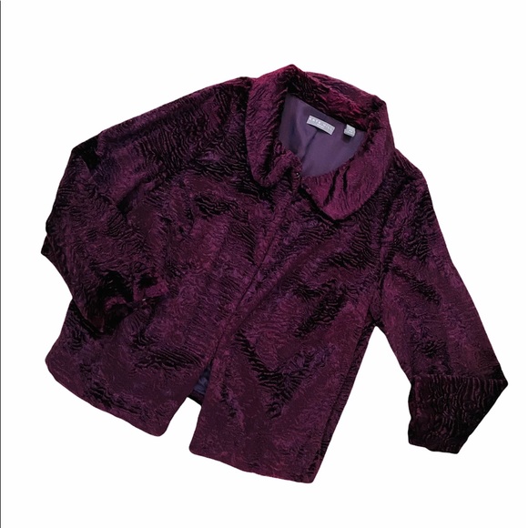 NWT Kate Hill faux curly lamb fur purple jacket - Picture 5 of 13